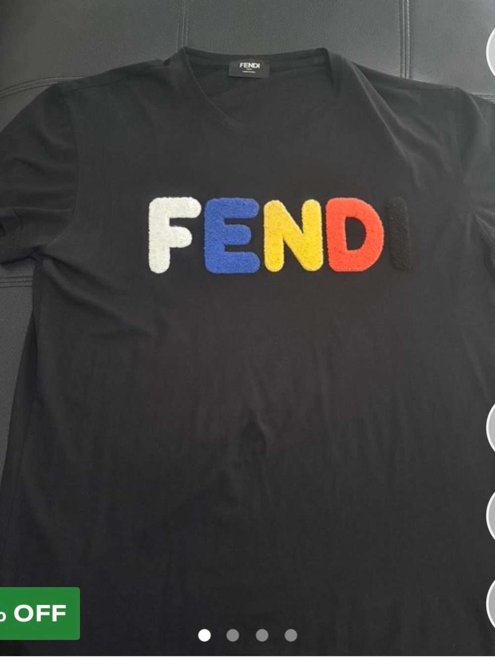 Fendi Black Short-Sleeve Tee with Multicolor FENDI Logo
